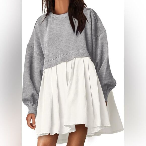 anrabess Dresses & Skirts - Anrabess Sweatshirt Pleated Dress size Large New